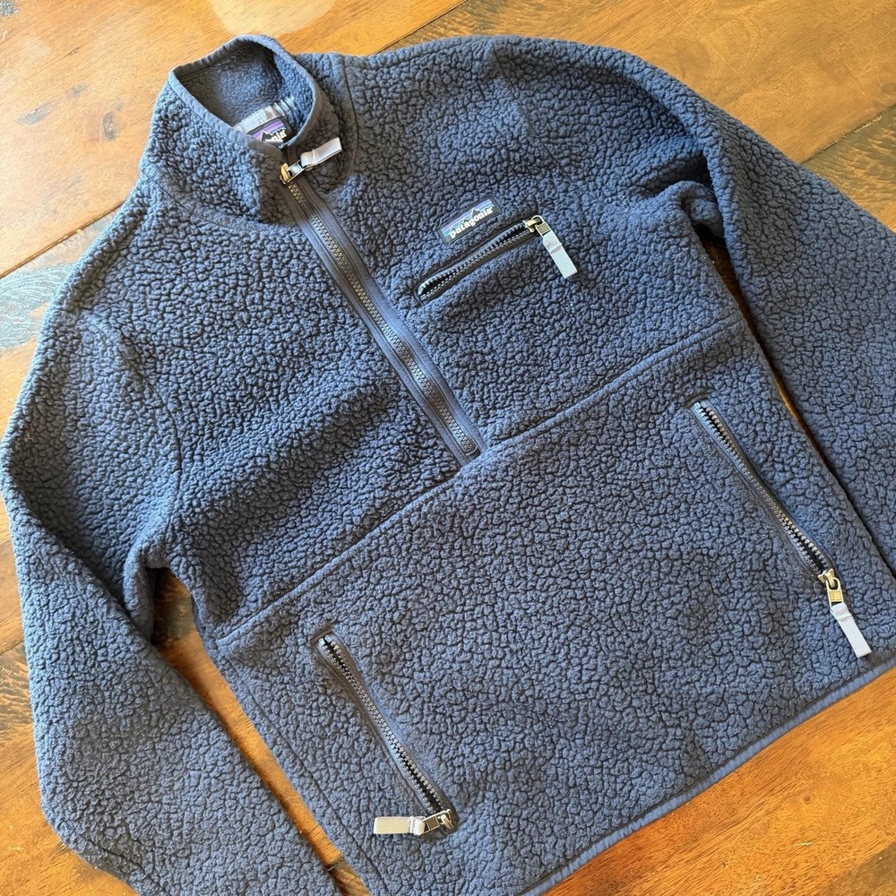 Patagonia Womens XS Blue Sherpa Fleece 1/4 Zip Pullover Jacket STY22835 NENA